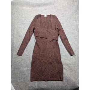 Abercrombie & Fitch Long-Sleeve Wrap Front Brown MaroonSweater Dress Sz L Ribbed